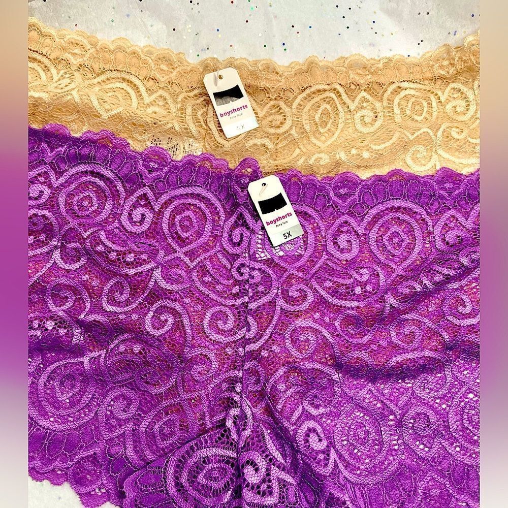 Nwt - 2 Pair Boy-Short Panties Purple & Peach